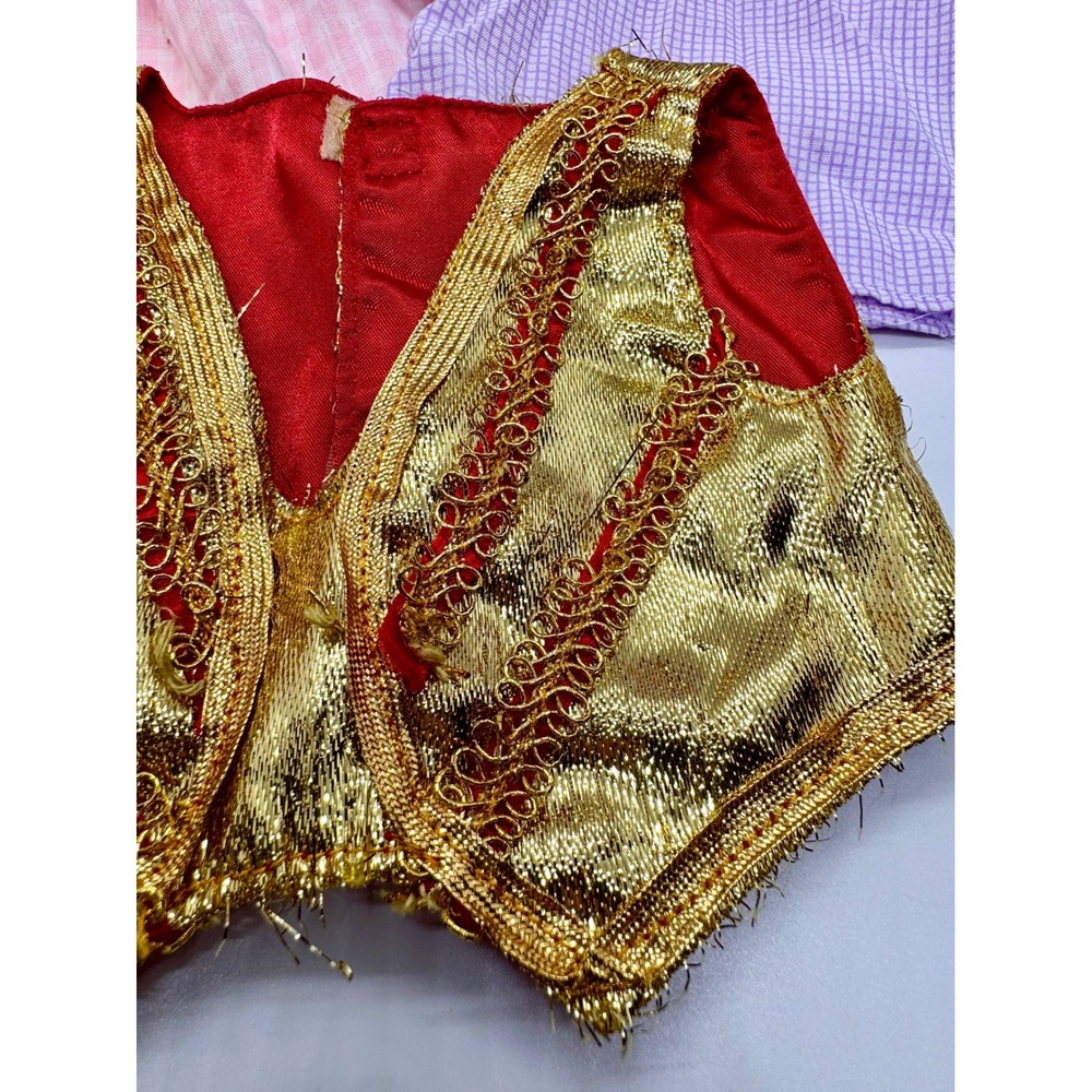 Vintage Cabbage Patch Kids Doll Clothes Lot 1980s Coleco Gingham‎ Gold Vest 3pc - Picture 3 of 16